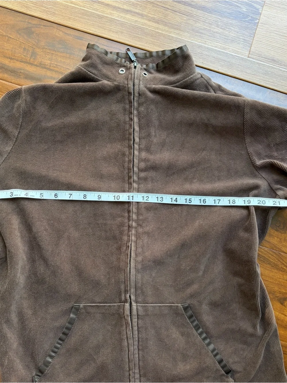 Brown Corduroy Zip Front Jacket